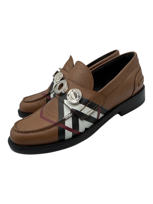 Burberry Shoe Size 39 Brown & Multi Leather Painted Loafer Slip On Loafers Brown & Multi / 39