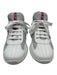 Prada Shoe Size 38.5 White & Gray Patent Leather Lace Up Mesh Shine Sneakers White & Gray / 38.5
