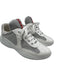 Prada Shoe Size 38.5 White & Gray Patent Leather Lace Up Mesh Shine Sneakers White & Gray / 38.5