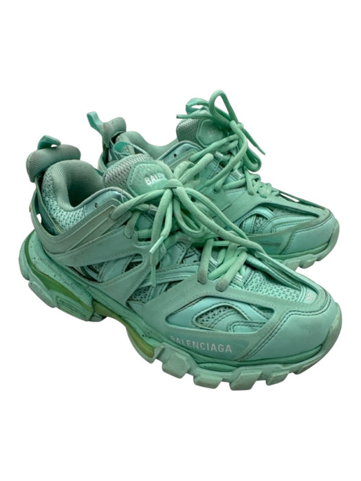 Balenciaga Shoe Size 37 Teal Blue Rubber & Leather Laces Chunky Sneakers Teal Blue / 37