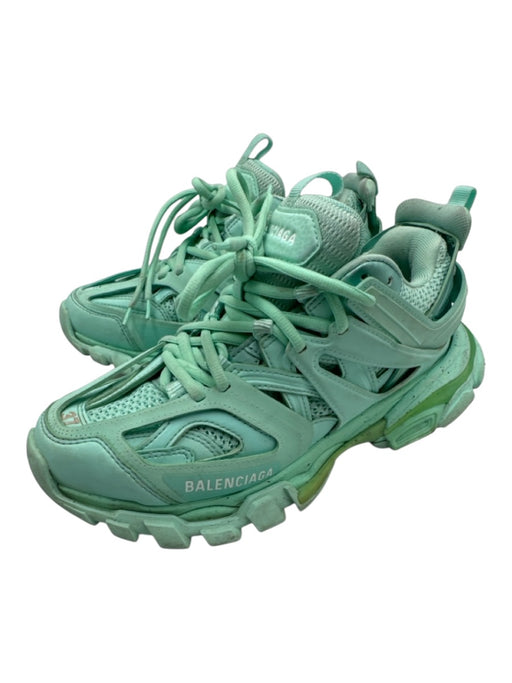 Balenciaga Shoe Size 37 Teal Blue Rubber & Leather Laces Chunky Sneakers Teal Blue / 37
