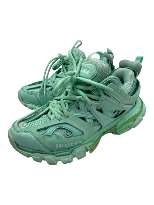 Balenciaga Shoe Size 37 Teal Blue Rubber & Leather Laces Chunky Sneakers Teal Blue / 37