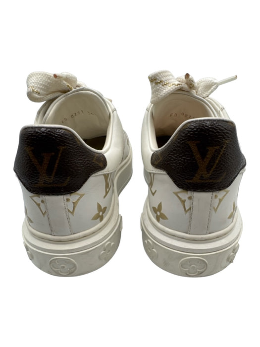 Louis Vuitton Shoe Size 36.5 White, Gold, Brown Leather & Rubber Laces Sneakers White, Gold, Brown / 36.5