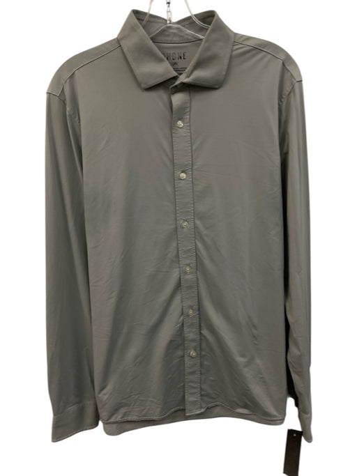 Rhone Size L Gray Synthetic Solid Athletic Button up Men's Long Sleeve Shirt Gray / L