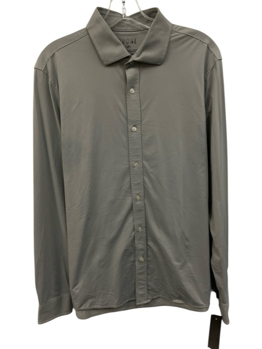 Rhone Size L Gray Synthetic Solid Athletic Button up Men's Long Sleeve Shirt Gray / L