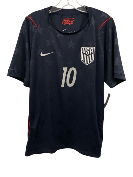 Nike Size L Navy Blue Synthetic Stars Athletic Soccer Men's Short Sleeve Navy Blue / L