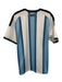 Adidas Size L Blue & White Synthetic Striped Athletic Soccer Men's Short Sleeve Blue & White / L