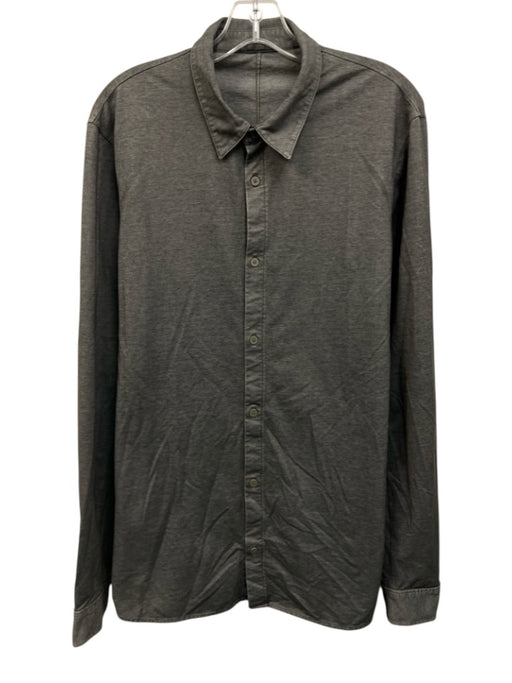 Lululemon Size Est L Gray Solid Button Down Men's Long Sleeve Shirt Gray / Est L