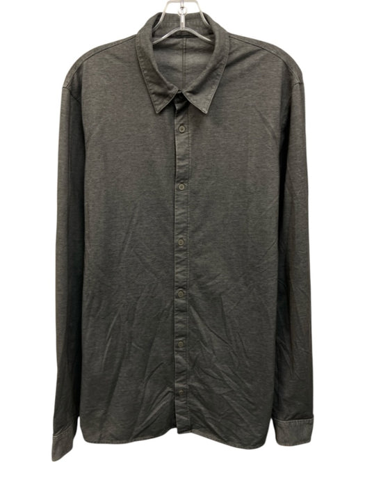 Lululemon Size Est L Gray Solid Button Down Men's Long Sleeve Shirt Gray / Est L
