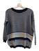 Carry Me Size Est M Navy & white Cotton Round Neck 3/4 Sleeve Uneven Hem Sweater Navy & white / Est M