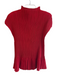 Limited Size One Size Red Polyester Mock Neck Cap Sleeve Micropleat Crinkle Top Red / One Size