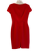 L.K. Bennett Size 8 Red Polyester Blend V Neck Asymetric Short Sleeve Dress Red / 8