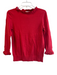 Hobbs Size S Red Cotton & Cashmere Ruffle Neck 3/4 Sleeve Knit Sweater Red / S