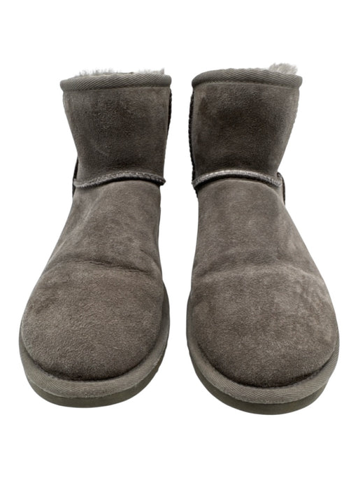 Ugg Shoe Size 8 Taupe Gray Leather Upper Shearling Lined Slipper Round Toe Boots Taupe Gray / 8