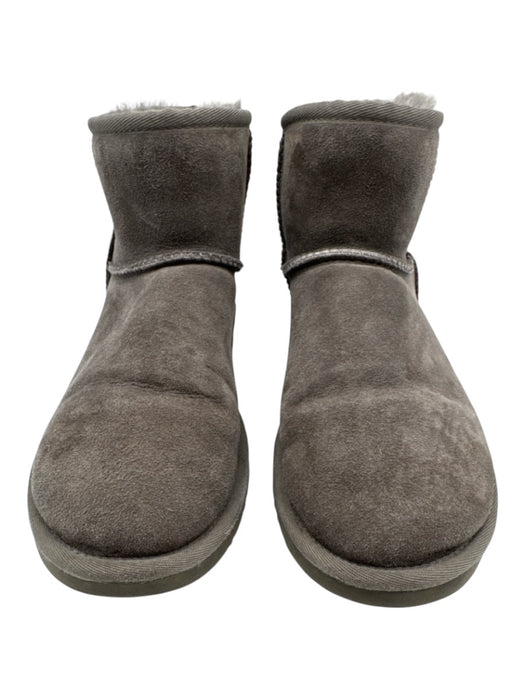 Ugg Shoe Size 8 Taupe Gray Leather Upper Shearling Lined Slipper Round Toe Boots Taupe Gray / 8