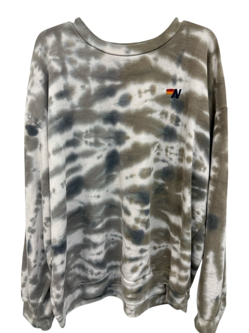 Aviator Nation Size XL White & Gray Cotton Blend Tie Dye Pullover Sweater White & Gray / XL