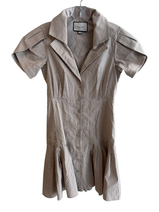 Alexis Size XS Tan & White No Fabric Tag Striped Button Down Striped Dress Tan & White / XS