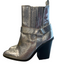 Dolce Vita Shoe Size 7 Silver Leather Side Zip Pointed Toe Stacked Heel Booties Silver / 7