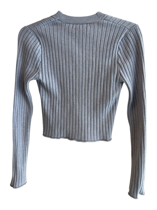 7 For All Mankind Size XS Sky Blue Polyester Blend Ribbed Knit V Neck Top Sky Blue / XS