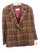 Emanuel Ungaro Size L / 46 Burgundy Plum, Green, Brown Wool Blend Plaid Jacket Burgundy Plum, Green, Brown / L / 46