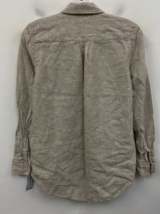 Quince Size XS Light Gray Linen Elastic Waist Drawstring Long Sleeve Pants Set