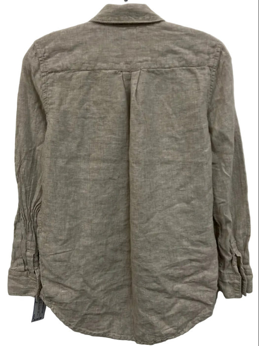 Quince Size XS Light Gray Linen Elastic Waist Drawstring Long Sleeve Pants Set