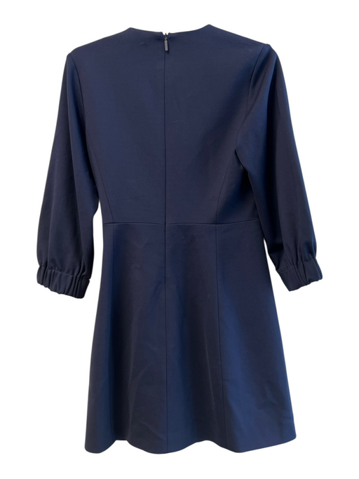 Tibi Size 4 Navy Rayon Blend Faux Wrap 3/4 Sleeve Grommet Knee length Dress Navy / 4