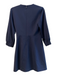 Tibi Size 4 Navy Rayon Blend Faux Wrap 3/4 Sleeve Grommet Knee length Dress Navy / 4