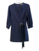 Tibi Size 4 Navy Rayon Blend Faux Wrap 3/4 Sleeve Grommet Knee length Dress Navy / 4