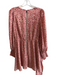 Alice & Olivia Size 4 Tan & Red Viscose & Polyester Round Neck Tie Waist Dress Tan & Red / 4