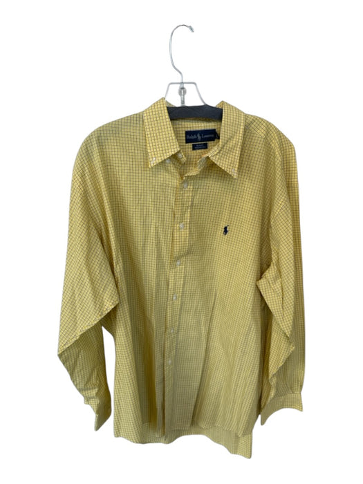 Ralph Lauren Size XL Yellow Cotton Squares Button Up Men's Shirt Yellow / XL