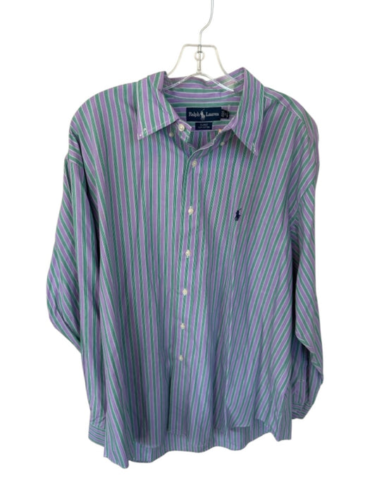 Ralph Lauren Size XL Green & Purple Cotton Stripes Button Up Men's Shirt Green & Purple / XL