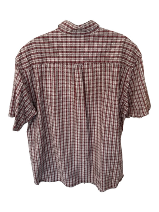 Columbia Size XL Red & White Cotton Plaid Button Up Men's Shirt Red & White / XL