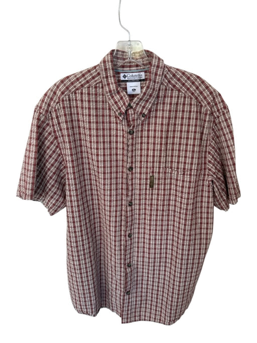 Columbia Size XL Red & White Cotton Plaid Button Up Men's Shirt Red & White / XL