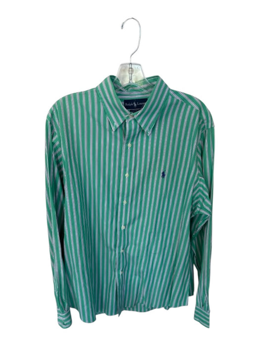 Ralph Lauren Size XL Green Cotton Stripes Button Up Men's Shirt Green / XL