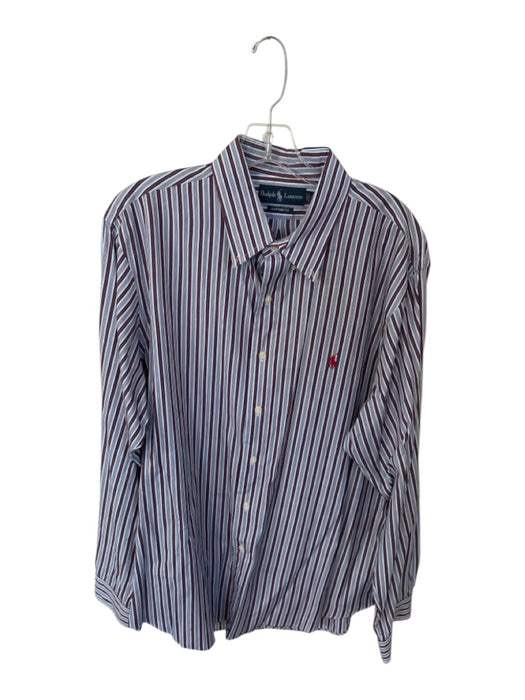 Ralph Lauren Size XL Red & Yellow Cotton Stripes Button Up Men's Shirt Red & Yellow / XL