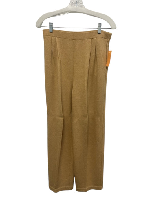 St John Collection Size 8 Yellow Beige Wool & Rayon Elastic Waist Wide Leg Pants Yellow Beige / 8