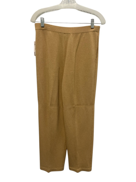 St John Collection Size 8 Yellow Beige Wool & Rayon Elastic Waist Wide Leg Pants Yellow Beige / 8