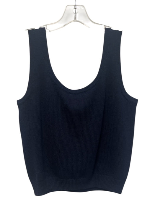 St John Basics Size S Navy Blue Wool & Rayon Sleeveless Scoop Neck Knit Top Navy Blue / S