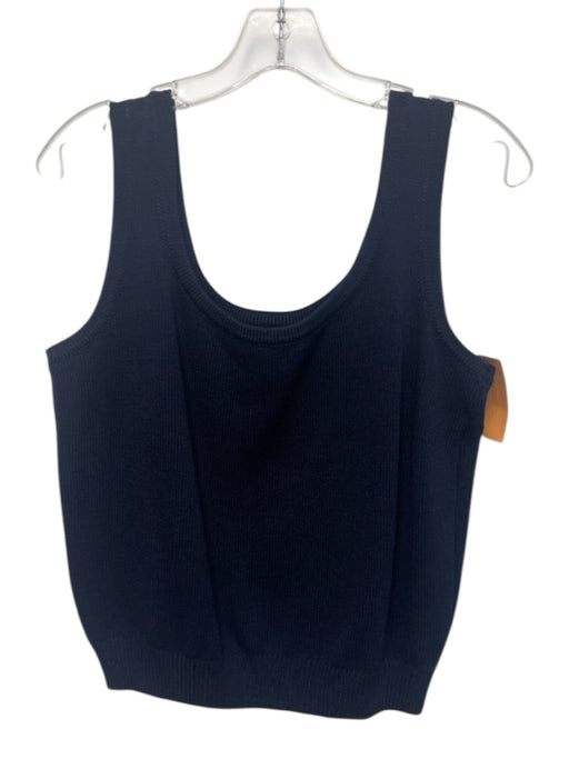 St John Basics Size S Navy Blue Wool & Rayon Sleeveless Scoop Neck Knit Top Navy Blue / S