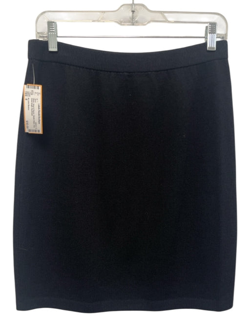 St John Basics Size 8 Black Wool & Rayon Elastic Waist Knit Knee length Skirt Black / 8