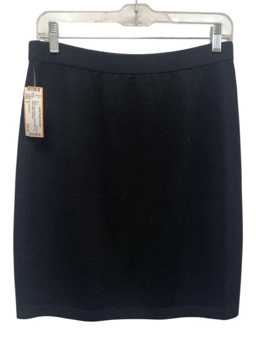 St John Basics Size 8 Black Wool & Rayon Elastic Waist Knit Knee length Skirt Black / 8