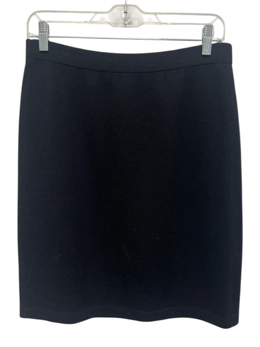 St John Basics Size 8 Black Wool & Rayon Elastic Waist Knit Knee length Skirt Black / 8