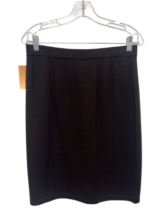 St John Collection Size 10 Dark Brown Wool & Rayon Elastic Waist Knit Skirt Dark Brown / 10