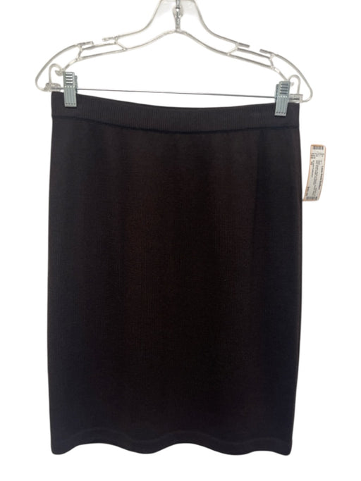 St John Collection Size 10 Dark Brown Wool & Rayon Elastic Waist Knit Skirt Dark Brown / 10