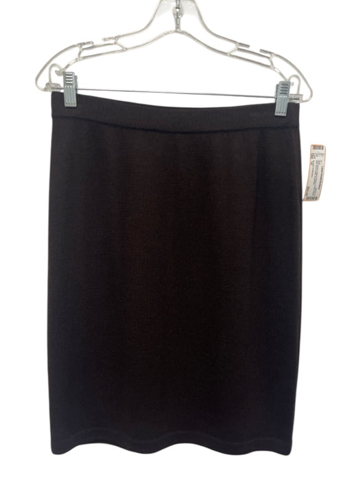 St John Collection Size 10 Dark Brown Wool & Rayon Elastic Waist Knit Skirt Dark Brown / 10