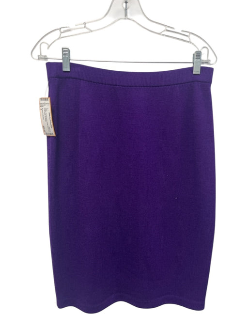 St John Collection Size 8 Purple Wool & Rayon Elastic Waist Knit Skirt Purple / 8