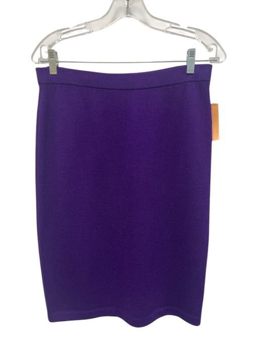 St John Collection Size 8 Purple Wool & Rayon Elastic Waist Knit Skirt Purple / 8