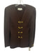 St John Collection Size 8 Brown Wool & Rayon Shoulder Pads Zip Up Jacket Brown / 8