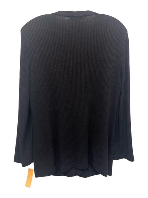 St John Basics Size 8 Midnight Black Wool & Rayon Shoulder Pads Knit Jacket Midnight Black / 8